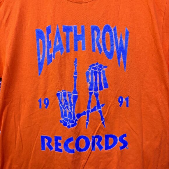 Death Row Records LA Skull Hands 1991 Neon Rap Tee Large - Picture 2 of 4